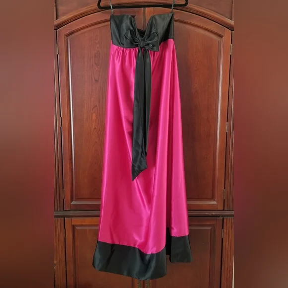 Gunne Sax Jessica McClintock Vintage Strapless Pink Satin Gown Size 9 - Picture 3 of 12